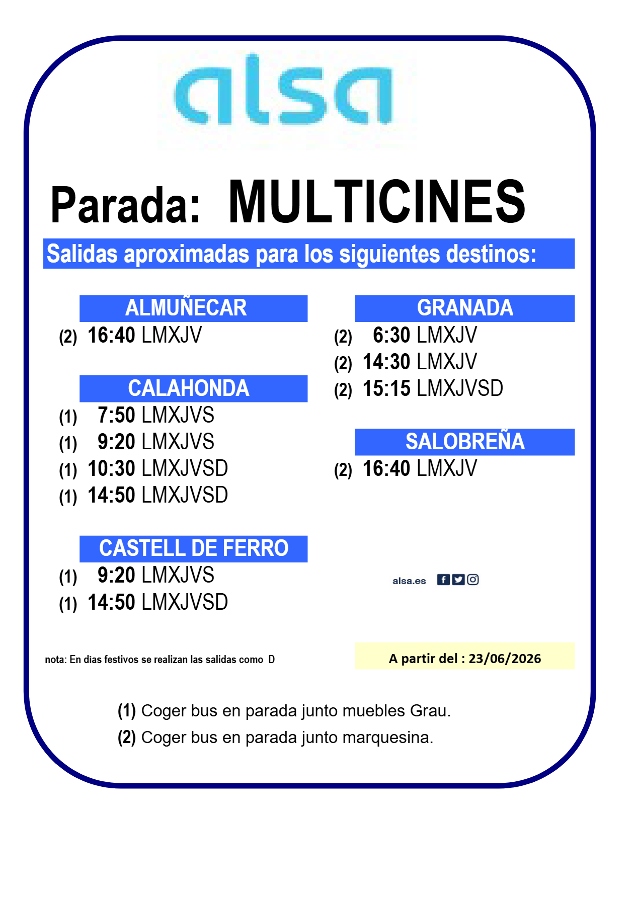 HORARIOS MULTICINES